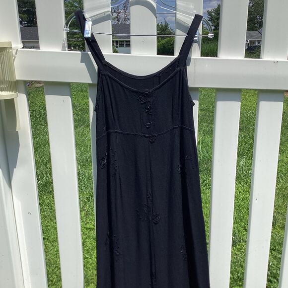 VTG Johnny Was Maxi Dress Small Black Embroidered Whimsigoth Boho Romance *Flaws - Picture 3 of 13